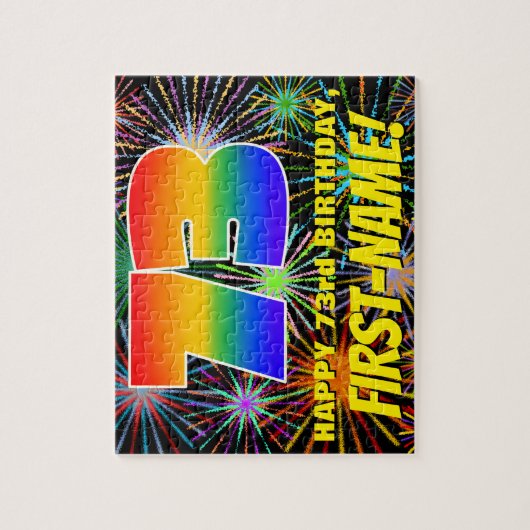 73e verjaardag: Fun, kleurrijk gevuurwerk Legpuzzel (Verticaal)