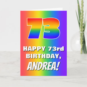 73e verjaardag: kleurrijk, vun regenboogpatroon # kaart