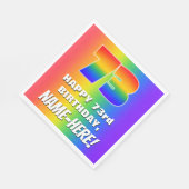 73e verjaardag: kleurrijk, vun regenboogpatroon # servet (Hoek)