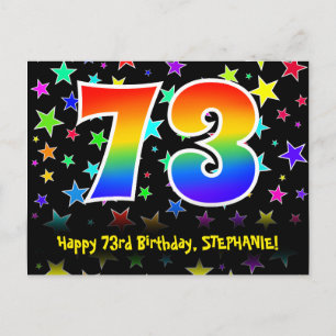 73e Verjaardag: Leuk Sterren Patroon, Regenboog 73 Briefkaart