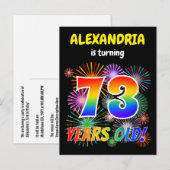 73e verjaardag - Leuk vuurwerk, Regenboog look "73 Briefkaart (Voorkant / Achterkant)