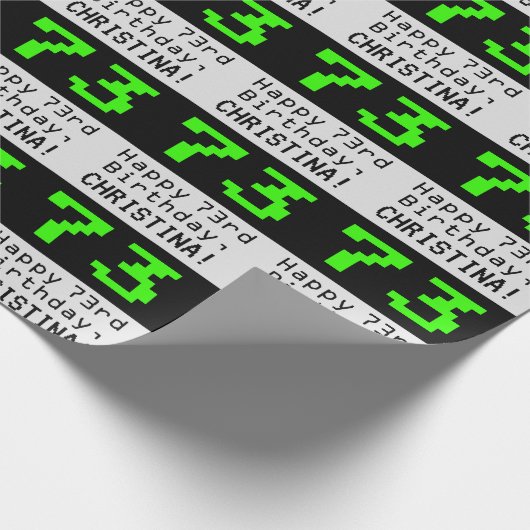 73e verjaardag - Nerdy / Geeky stijl "73" en naam Cadeaupapier (Hoek)