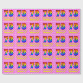 73e verjaardag: roze strips & harten, regenboognr. cadeaupapier (Vlak)