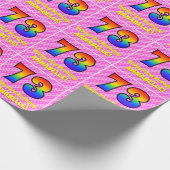 73e verjaardag: roze strips & harten, regenboognr. cadeaupapier (Hoek)