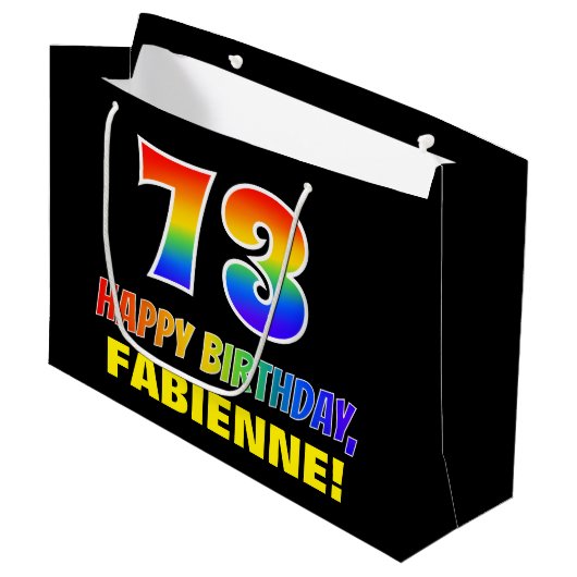 73e verjaardag: Vet, Vun, Eenvoudig, Regenboog 73 Groot Cadeauzakje (Voorkant Gekanteld)