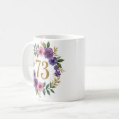 73ème Anniversaire Mug - Couronne florale avec num (Devant gauche)