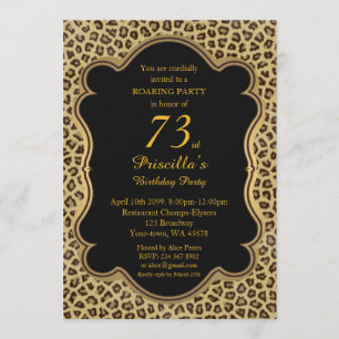 73rd, Birthday Party 73rd, Cheetah, Black & Gold Kaart