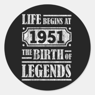 74 jaar oud 1951 Geboorte van de legende 74ste ver Ronde Sticker