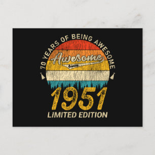 74 Jaar Oud 1951 Retro Geweldig 74ste Verjaardag C Briefkaart