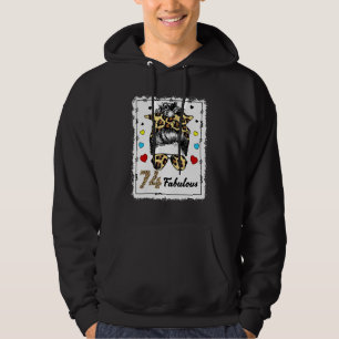 74 Jaar Oud Fabulous Messy Bun Leopard 1948 Geboor Hoodie