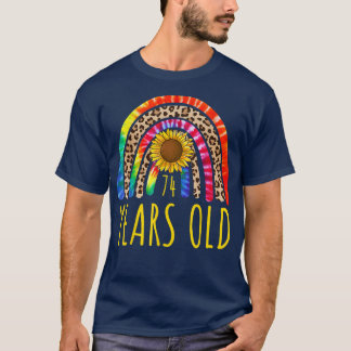 74 jaar Oude 74e verjaardag van Tie Dye Sunflower  T-shirt