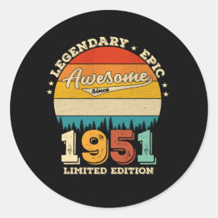 74 jaar oude Bday 1951 Geweldige 74e verjaardagsca Ronde Sticker