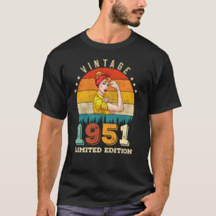 74 jaar oude Bday 1951 Vintage 74ste Verjaardag Vr T-shirt