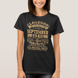 74 jaar oude legendes werden geboren in september t-shirt