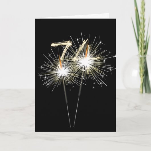 74e anniversaire Sparklers sur carte noire (Devant)