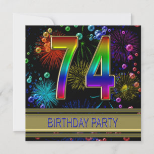 74e Birthday Invitation with bubbles