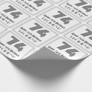74e verjaardag: Art Deco geïnspireerde stijl "74"  Cadeaupapier