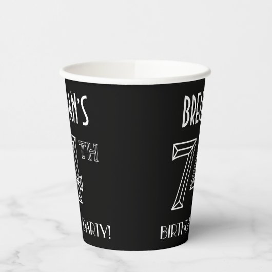 74e verjaardag: Art Deco Style + aangepaste naam Papieren Bekers (Links)