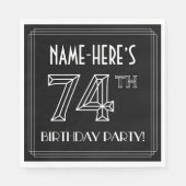 74e verjaardag: Art Deco Style + aangepaste naam Servet (Voorkant)