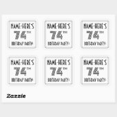 74e verjaardag: Art Deco Style + aangepaste naam Vierkante Sticker (Vel)