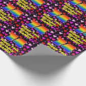 74e verjaardag: Beeldende harten Patroon, Regenboo Cadeaupapier (Hoek)