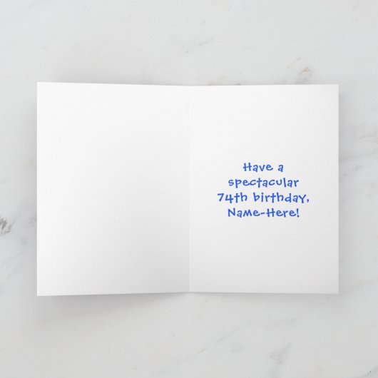 74e verjaardag: Fun Cake and Candles + Custom Name Kaart (Binnen)