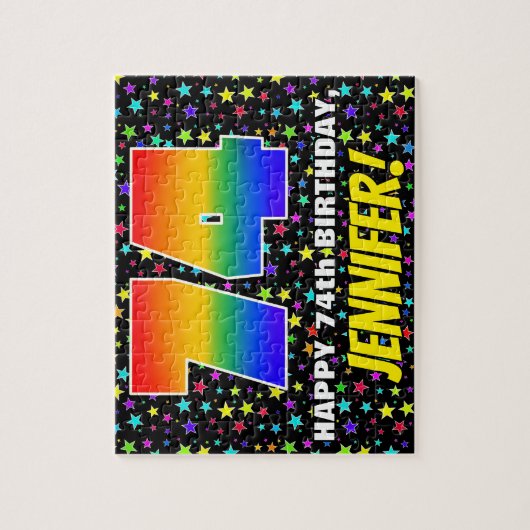 74e verjaardag — Fun, kleurrijk Star Field Pattern Legpuzzel (Verticaal)