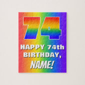 74e verjaardag: kleurrijk, vun regenboogpatroon # legpuzzel (Verticaal)