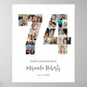 74e verjaardag nummer 74 aangepaste fotocollage poster (Voorkant)