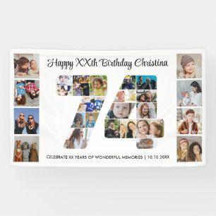 74e verjaardagsfeest Nummer 74 Fotocollage Spandoek