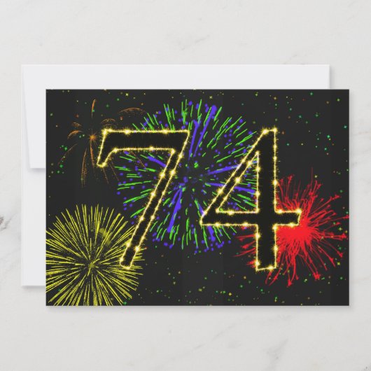 74e verjaardagsfeestje uitnodigen kaart (Voorkant)