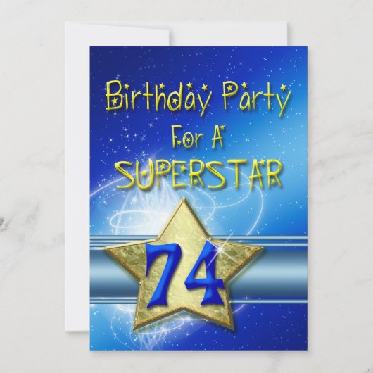 74ste verjaardagsfeestje Uitnodiging voor een supe (Voorkant)