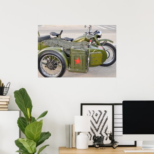 750B-2 motorfiets met zijspan Poster (Thuiskantoor)