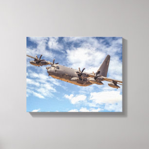 7574-C-130 militair vliegtuig Canvas Afdruk