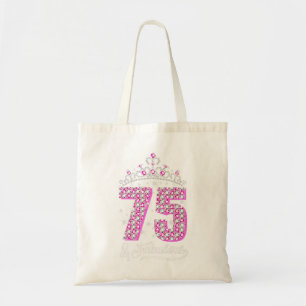 75 en Fabulous 75th Birthday Diamond Crown Gift W. Tote Bag
