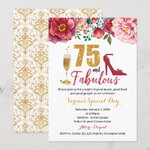 75. en Fabulous Birthday Invitation for Women Kaart