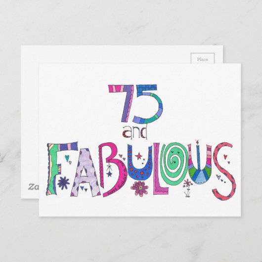 75 en Fabulous Gefeliciteerd met je 75e verjaardag Briefkaart (Voorkant / Achterkant)
