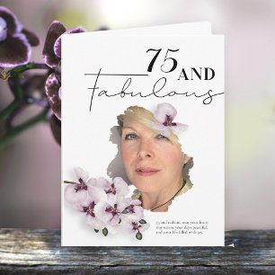 75 & Fabulous Orchidee Foto Verjaardagskaart Kaart