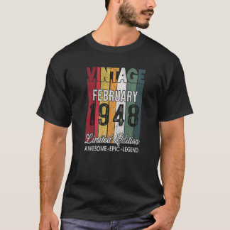 75 februari 1948 75 jaar oud t-shirt