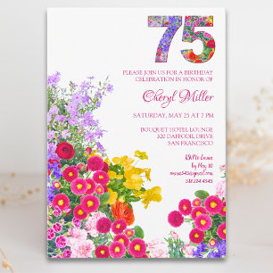 75 Jaar Elegante Tuin Bloemen – 75ste Verjaardag Kaart