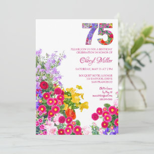 75 Jaar Elegante Tuin Bloemen – 75ste Verjaardag Kaart