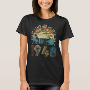 75 jaar oud Geweldige sinds augustus 1948 75e gebo T-shirt