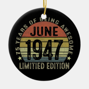 75 Jaar Oude Cadeaus Juni 1947 Limited Edition 75e Keramisch Ornament