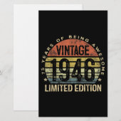 75 jaar oude geschenken 1946 Birthday Briefpapier (Voorkant / Achterkant)