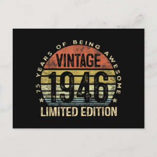 75 jaar oude geschenken  1946 Birthday Feestdagenkaart