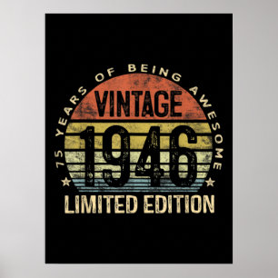 75 jaar oude geschenken 1946 Birthday Poster