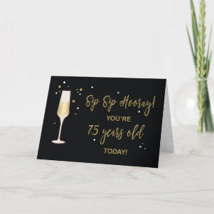 75 Jaar Oude Verjaardag Champagne Goud Glitter Eff Kaart