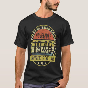 75 jaar oude Vintage november 1948 75e verjaardag T-shirt