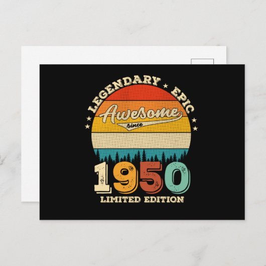 75 Jaar Verjaardag 1950 Geweldig 75ste Verjaardag Briefkaart (Voorkant / Achterkant)