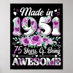 75-jarige gemaakt in 1947 bloemige 75e verjaardag poster